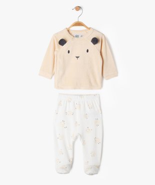 Pyjama en velours 2 pièces bébé à motifs moutons vue1 - GEMO 4G BEBE - GEMO