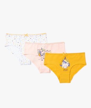 Shorties fille à motifs licorne (lot de 3) vue1 - GEMO 4G FILLE - GEMO