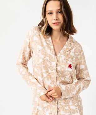 Pyjama en viscose fluide imprimée ourson femme - LuluCastagnette vue5 - LULUCASTAGNETTE - GEMO