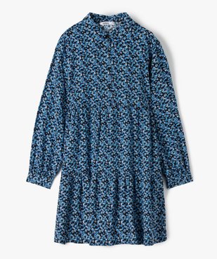 Robe fille à motifs fleuris et col chemise vue1 - GEMO (JUNIOR) - GEMO