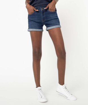 Short en jean avec revers cousus femme vue1 - GEMO 4G FEMME - GEMO