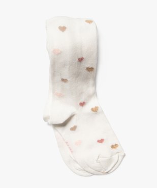 Collants chauds à motifs cœurs bébé fille vue1 - GEMO 4G BEBE - GEMO