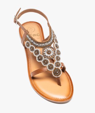 Sandales femme en cuir avec dessus en perles et à entre-doigts vue5 - GEMO (CASUAL) - GEMO