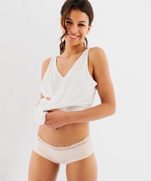 Shorty en coton stretch avec ceinture dentelle femme (lot de 2) vue5 - GEMO 4G FEMME - GEMO