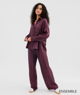 Ensemble chemise et pantalon violet pour femme  - GEMO