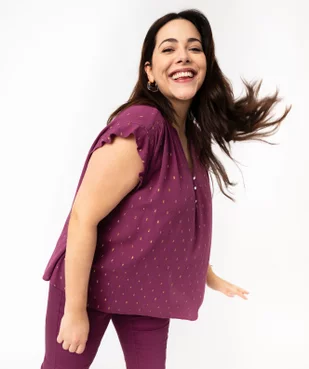 Blouse à manches courtes à volants femme grande taille vue1 - GEMO (G TAILLE) - GEMO