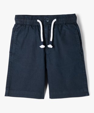 Bermuda en lin à taille élastiquée garçon vue1 - GEMO (ENFANT) - GEMO