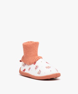 Chaussons fille en velours ras à motifs et col chaussette vue2 - GEMO (ENFANT) - GEMO