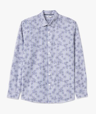 Chemise manches longues rayée à motif fleuri homme vue4 - GEMO (HOMME) - GEMO