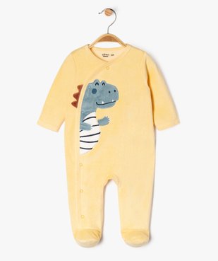 Pyjama en velours ouverture devant à motif dinosaure bébé garçon vue1 - GEMO 4G BEBE - GEMO