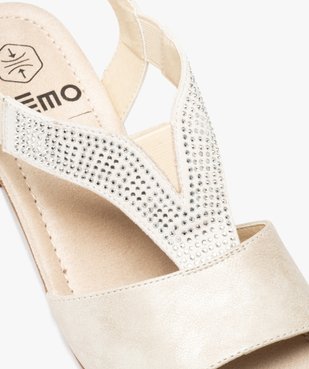 Sandales femme confort à talon et brides élastiques à strass vue6 - GEMO (CONFORT) - GEMO