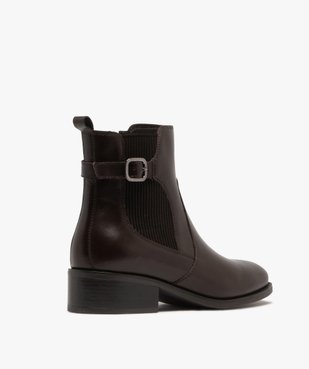 Bottines femme à petit talon dessus en cuir avec col détail en maille - Tanéo vue4 - TANEO - GEMO