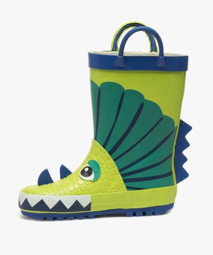 Bottes de pluie garçon à anses motif dinosaure en relief vue3 - BUGGY - GEMO