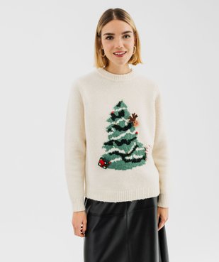 Pull de Noël avec motifs en relief femme vue2 - GEMO(FEMME PAP) - GEMO