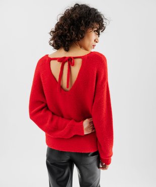 Pull en maille douillette avec double encolure V femme vue3 - GEMO(FEMME PAP) - GEMO