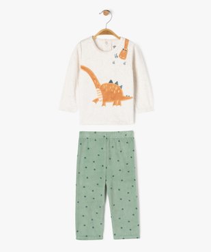 Pyjama en velours 2 pièces imprimé dinosaure bébé vue1 - GEMO 4G BEBE - GEMO