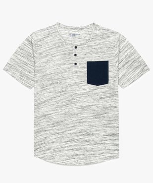 Tee-shirt garçon avec col boutonné et poche contrastante vue1 - GEMO (JUNIOR) - GEMO