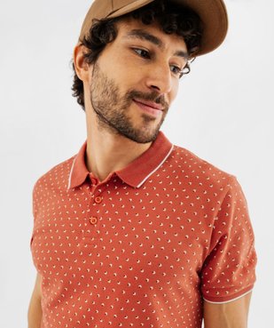 Polo manches courtes en maille piquée à micro-motifs homme vue1 - GEMO (HOMME) - GEMO