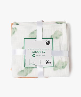 Lange en gaze de coton doux bébé (lot de 2) vue1 - GEMO 4G BEBE - GEMO