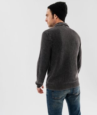 Pull en coton côtelé avec col camionneur homme vue4 - GEMO (HOMME) - GEMO