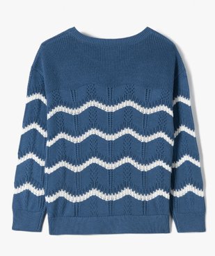 Pull fille à motifs vagues en maille ajourée - LuluCastagnette vue3 - LULUCASTAGNETTE - GEMO