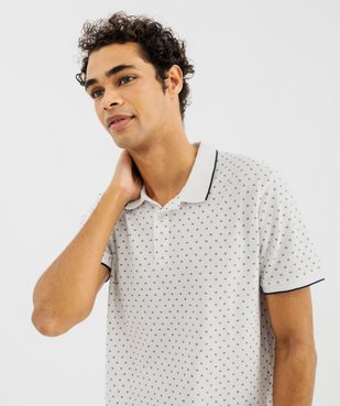 Polo manches courtes en maille piquée à micro-motifs homme vue2 - GEMO (HOMME) - GEMO