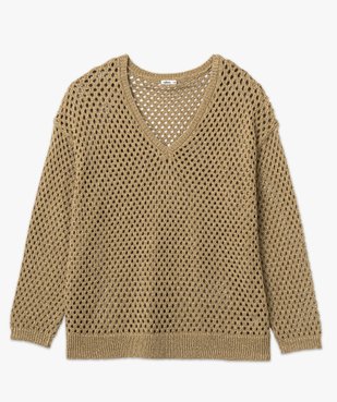 Pull ajouré col V en maille scintillante femme grande taille vue4 - GEMO (G TAILLE) - GEMO