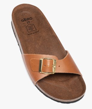 Mules femme à talon plat et bride ajustable en cuir vue5 - GEMO (CASUAL) - GEMO