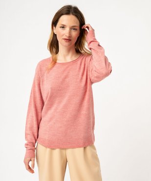 Pull fin à col rond finitions roulottée femme vue1 - GEMO(FEMME PAP) - GEMO