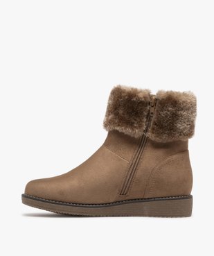 Boots fourrées femme à talon plat unies à col peluche vue3 - G'FLEX - GEMO