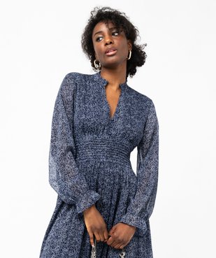 Robe en voile imprimée à manches longues femme vue2 - GEMO(FEMME PAP) - GEMO