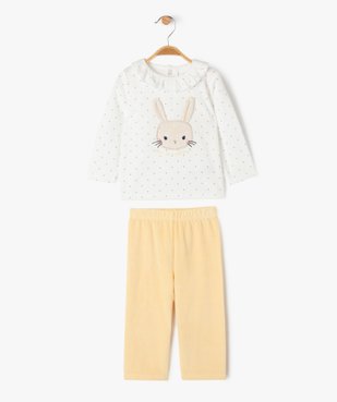 Pyjama en velours 2 pièces à motif lapin bébé vue1 - GEMO 4G BEBE - GEMO