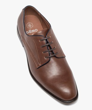 Derbies unis en cuir imitation homme vue5 - GEMO(URBAIN) - GEMO