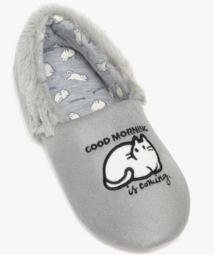 Chaussons femme pantoufles chat good morning à col fourré  vue5 - GEMO(HOMWR FEM) - GEMO