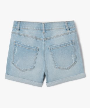 Short fille en jean avec revers cousus vue3 - GEMO (JUNIOR) - GEMO