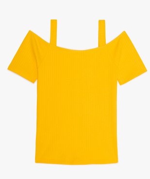 Tee-shirt fille à épaules dénudées et maille côtelée vue2 - GEMO (JUNIOR) - GEMO