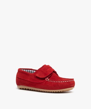 Mocassins garçon à scratch dessus cuir retourné uni vue2 - GEMO (ENFANT) - GEMO