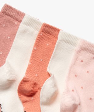 Chaussettes à plumetis bébé fille (lot de 5) vue2 - GEMO 4G BEBE - GEMO