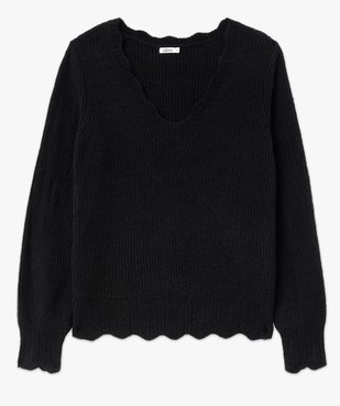 Pull en maille col V finitions dentelées femme vue4 - GEMO(FEMME PAP) - GEMO