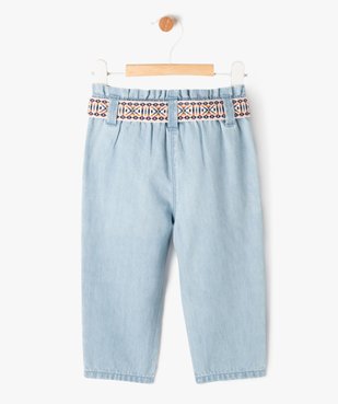 Pantalon en coton léger avec ceinture brodée bébé fille vue4 - GEMO 4G BEBE - GEMO