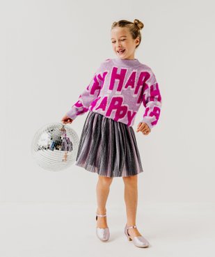 Pull en maille peluche avec inscriptions fille vue5 - GEMO (ENFANT) - GEMO