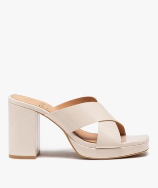 Mules à talon haut vernies avec brides croisées vue1 - GEMO(URBAIN) - GEMO