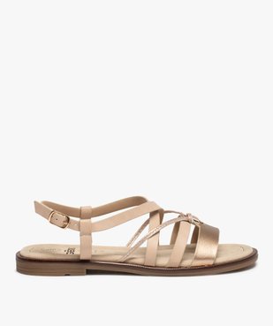 Sandales femme à talon plat et brides métallisées vue1 - GEMO (CASUAL) - GEMO