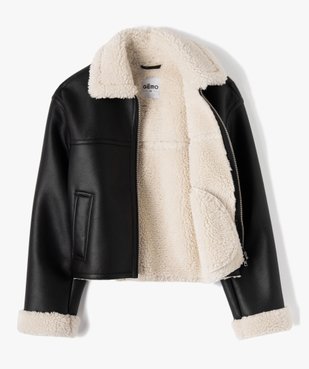 Blouson en cuir imitation avec doublure sherpa fille vue3 - GEMO (ENFANT) - GEMO