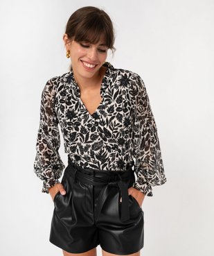 Blouse manches longues fluide imprimée fleurie femme vue1 - GEMO(FEMME PAP) - GEMO