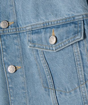 Veste en jean loose et raccourcie fille vue3 - GEMO 4G FILLE - GEMO