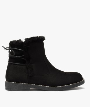 Boots fourrées femme à talon plat et suédine unie vue1 - GEMO (CASUAL) - GEMO