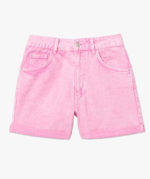 Short en jean femme coloré à taille haute et revers vue4 - GEMO(FEMME PAP) - GEMO