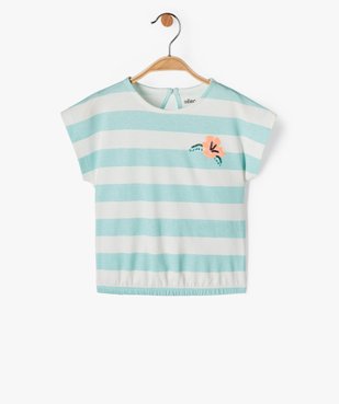 Tee-shirt bébé fille à rayures avec bas élastique vue1 - GEMO(BEBE DEBT) - GEMO