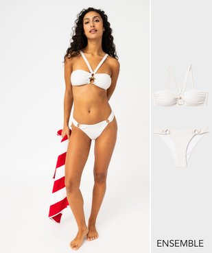 Ensemble de maillot de bain deux pièces blanc pailletté pour femme - GEMO